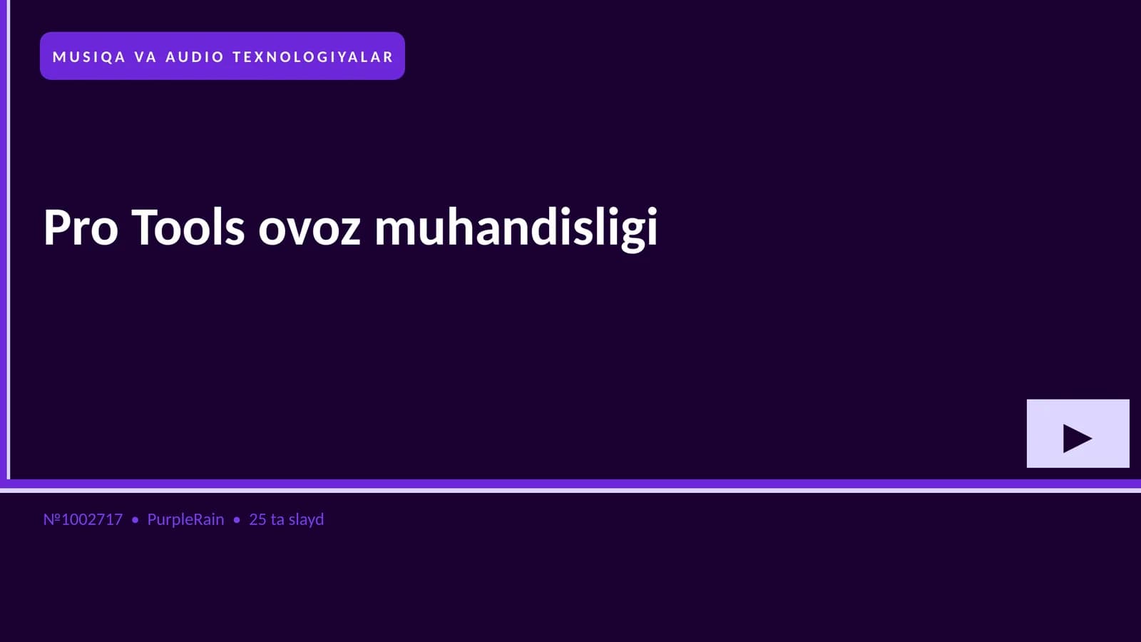Pro Tools ovoz muhandisligi
