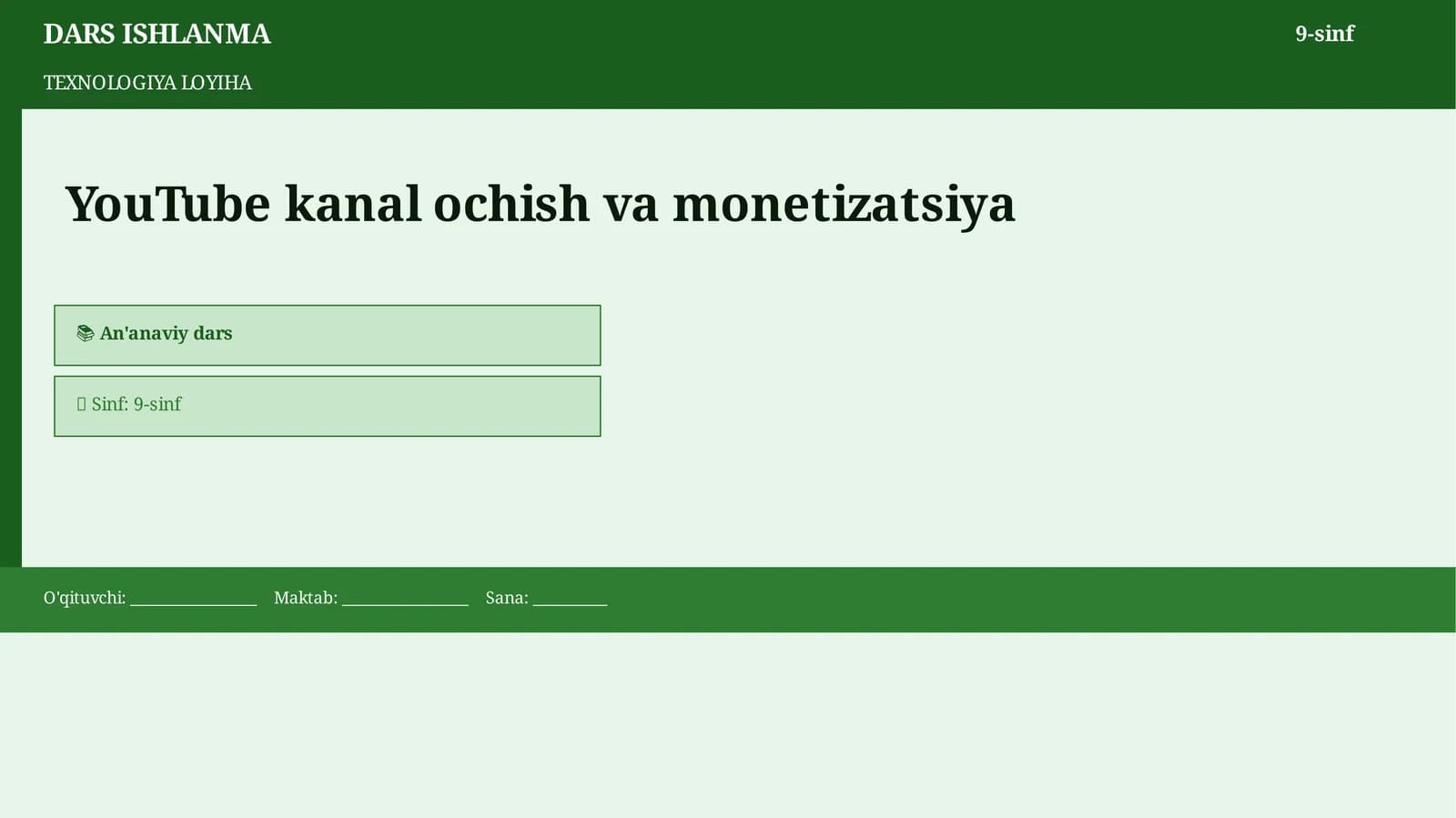 TEXNOLOGIYA LOYIHA