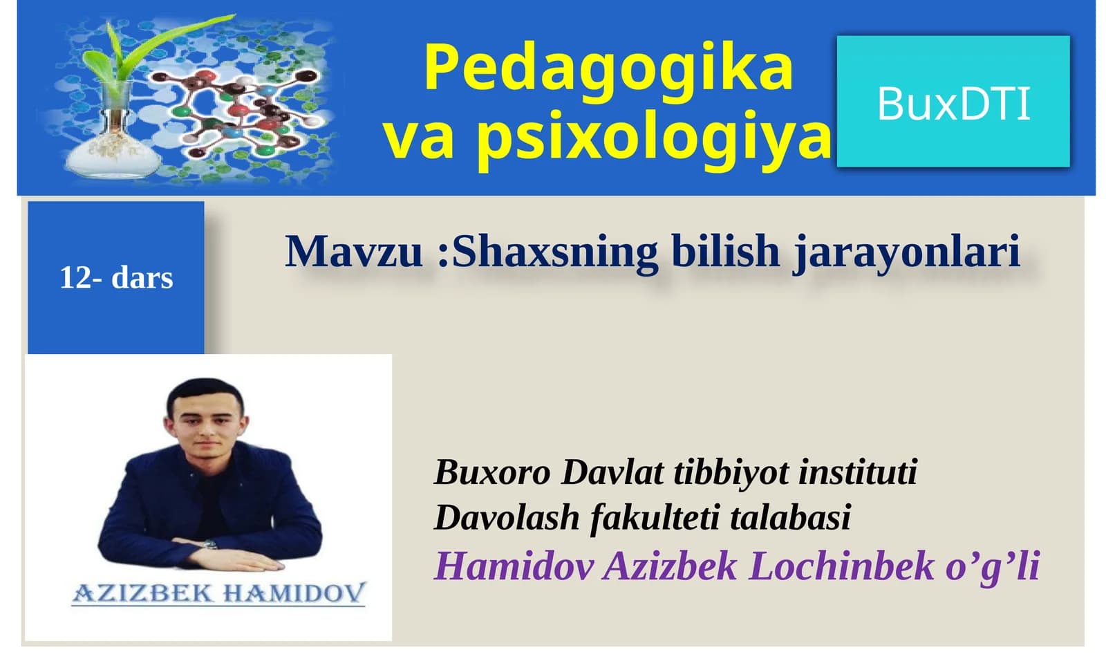 shaxsning bilish jarayonlari