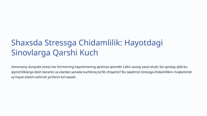 Stressga Chidamlilik