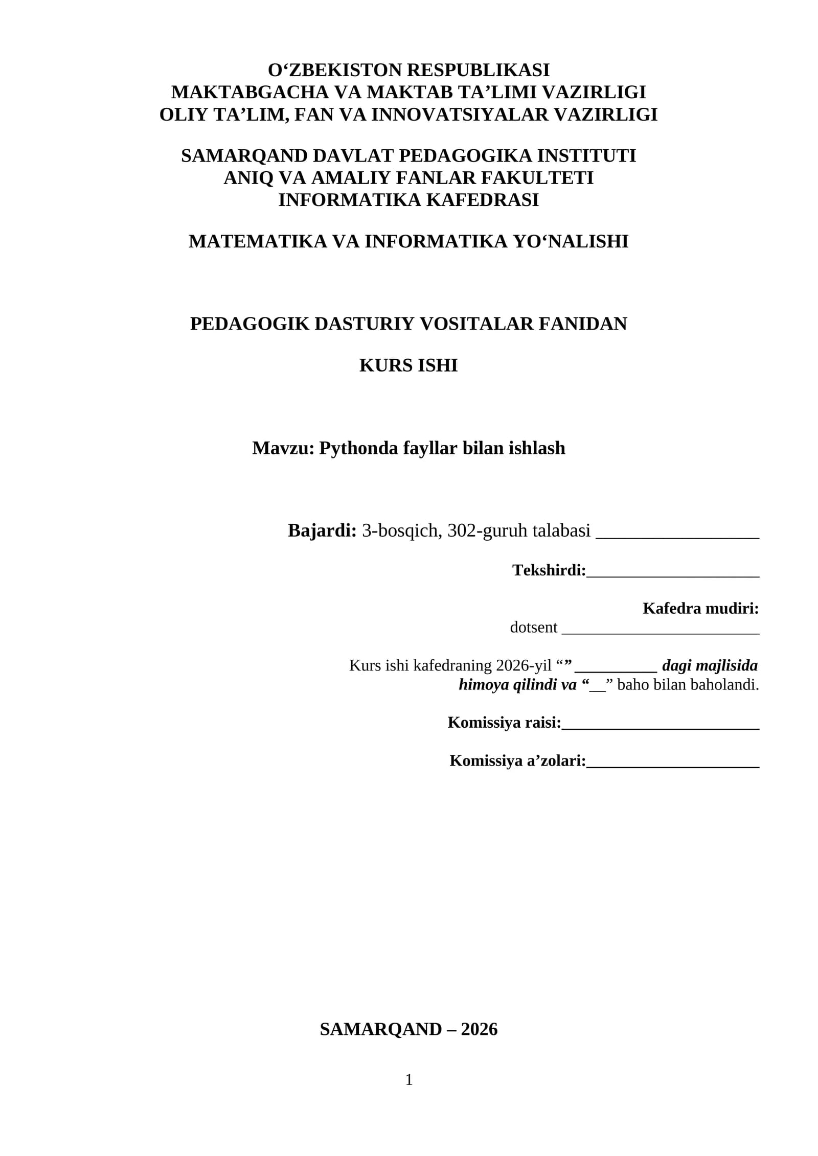 Pythonda fayllar bilan ishlash