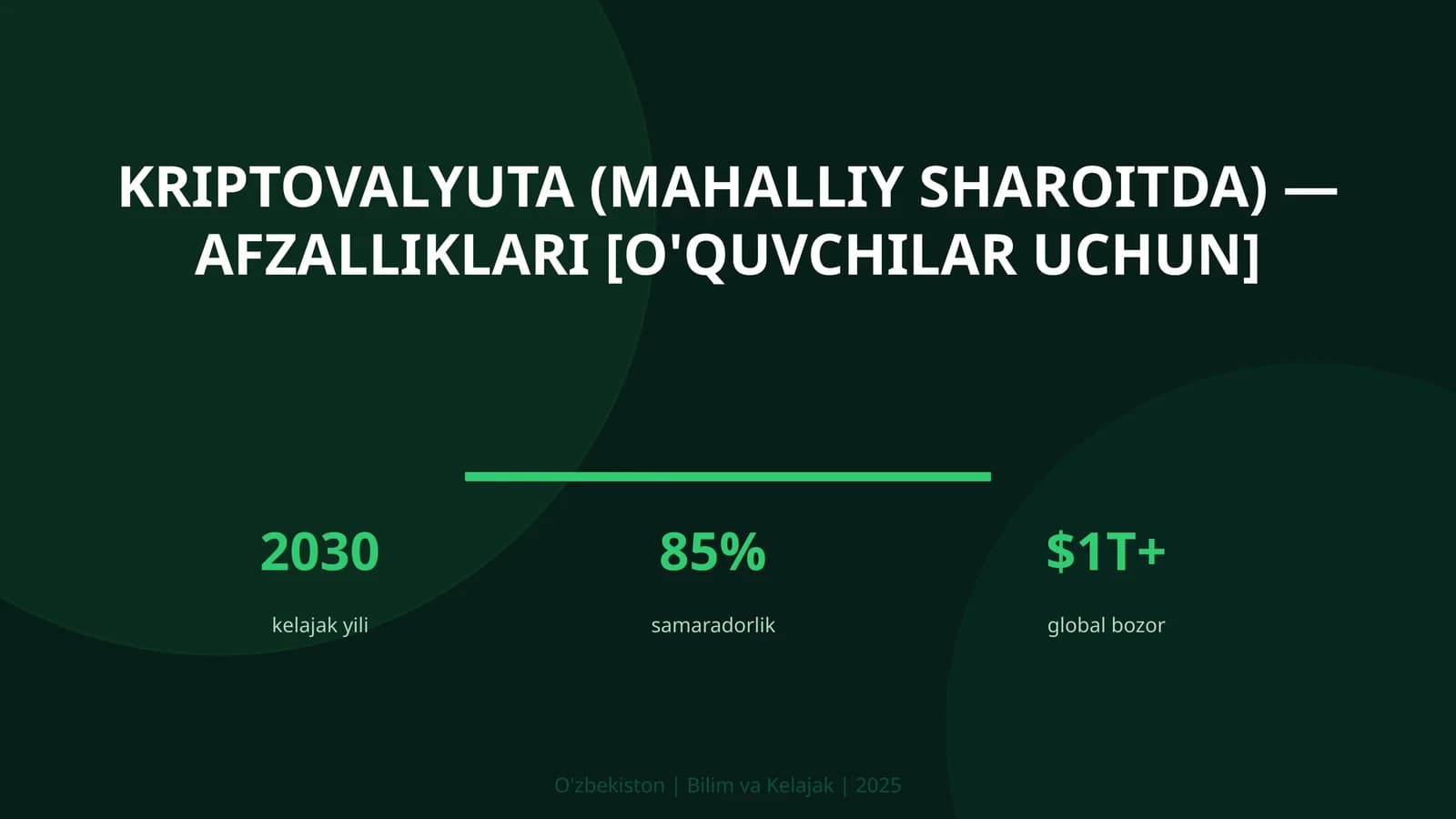 Kriptovalyuta (mahalliy sharoitda) — afzalliklari [o'quvchilar uchun]