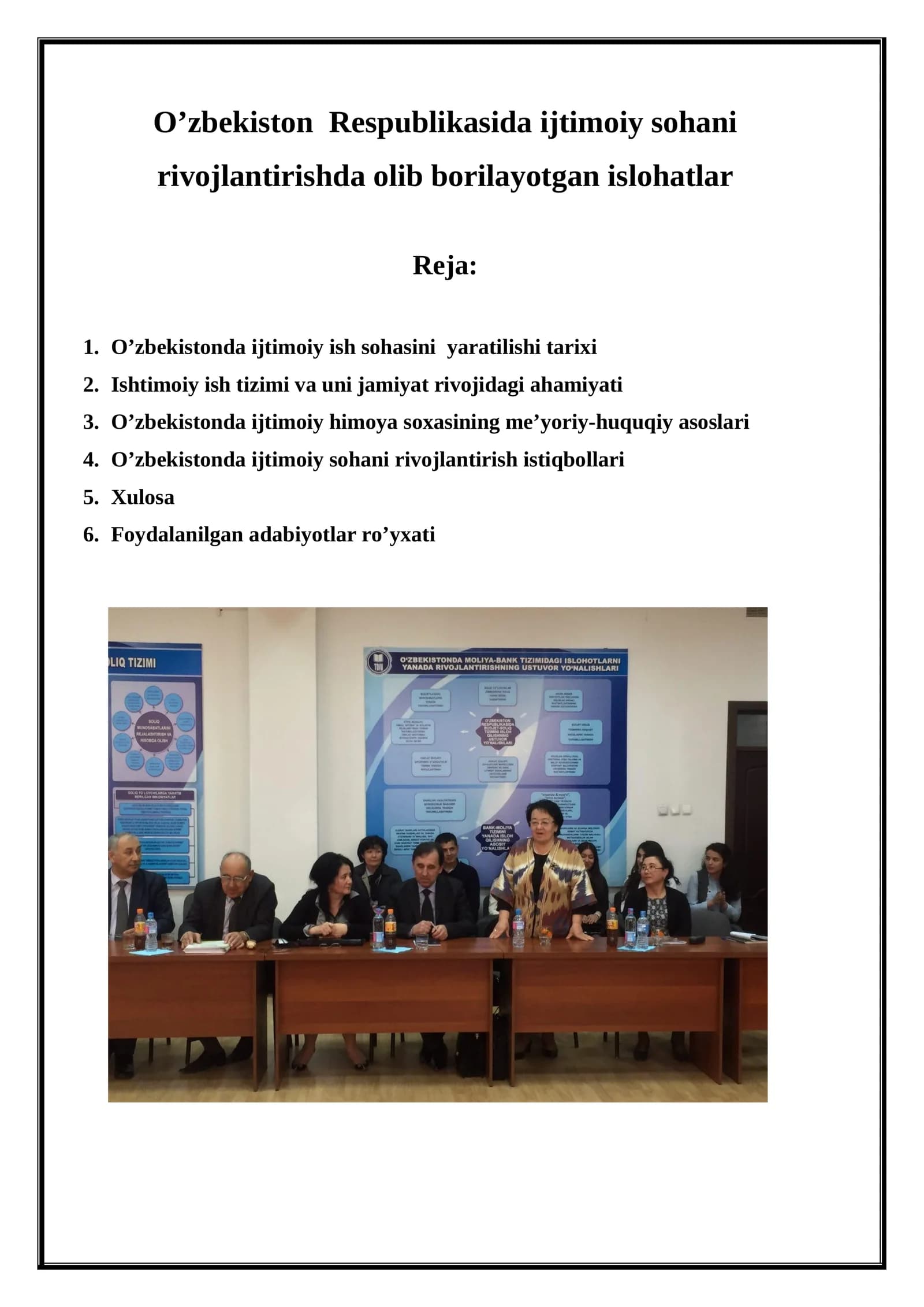 O’zbekistonda ijtimoiy ish sohasini yaratilishi