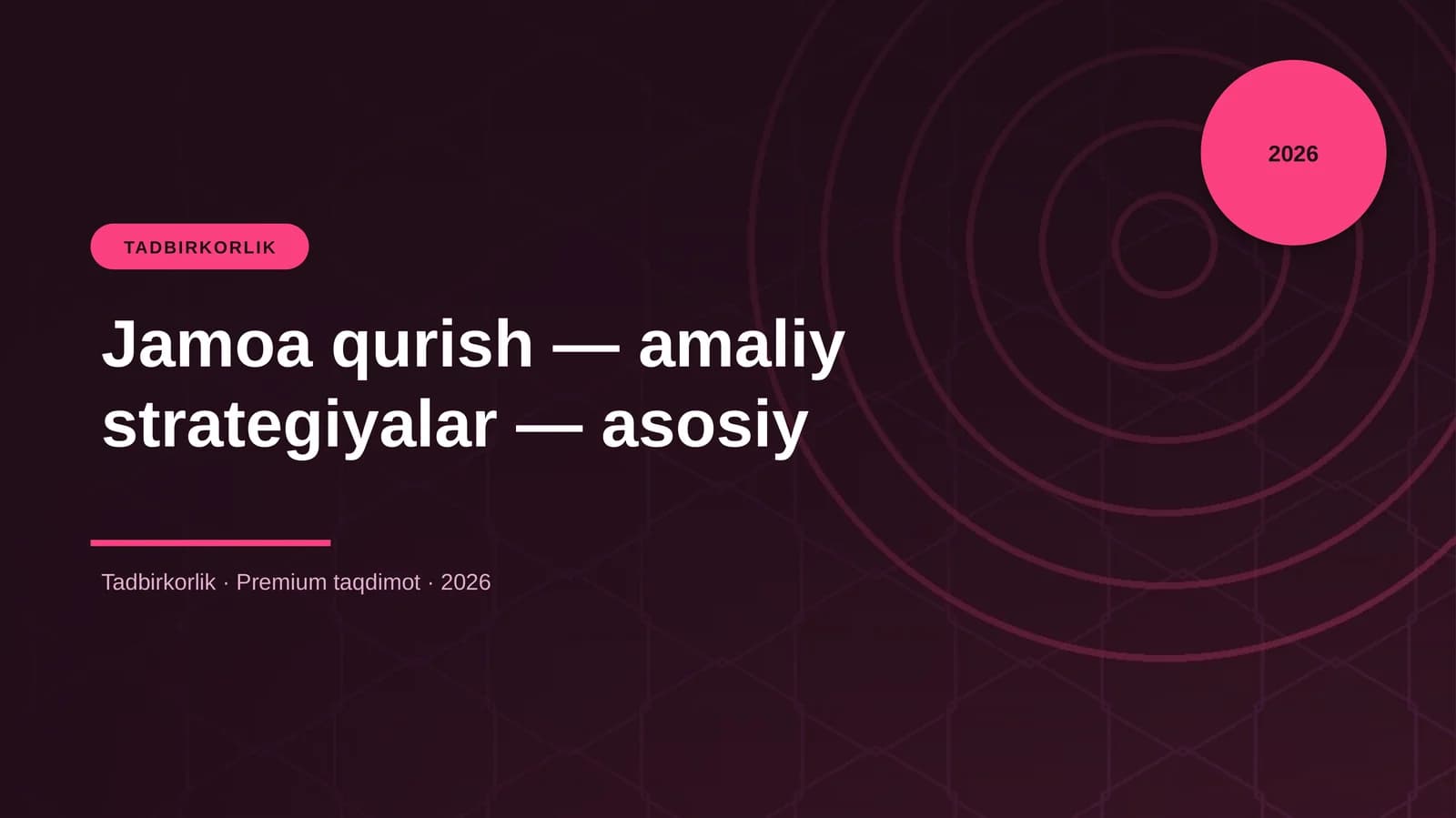 Jamoa qurish — amaliy strategiyalar — asosiy