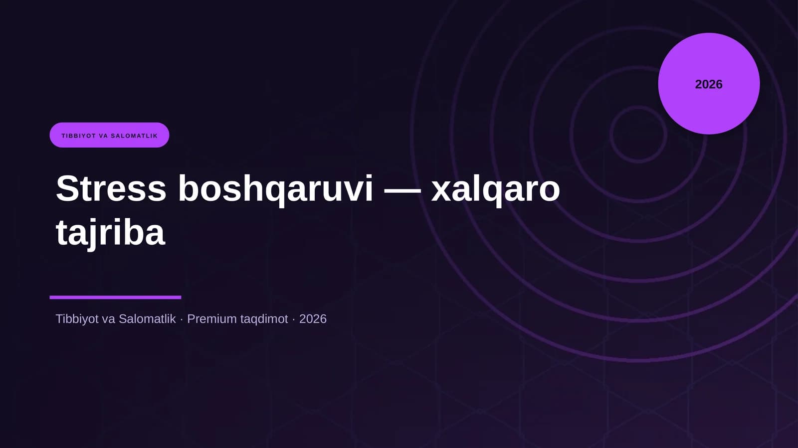Stress boshqaruvi — xalqaro tajriba