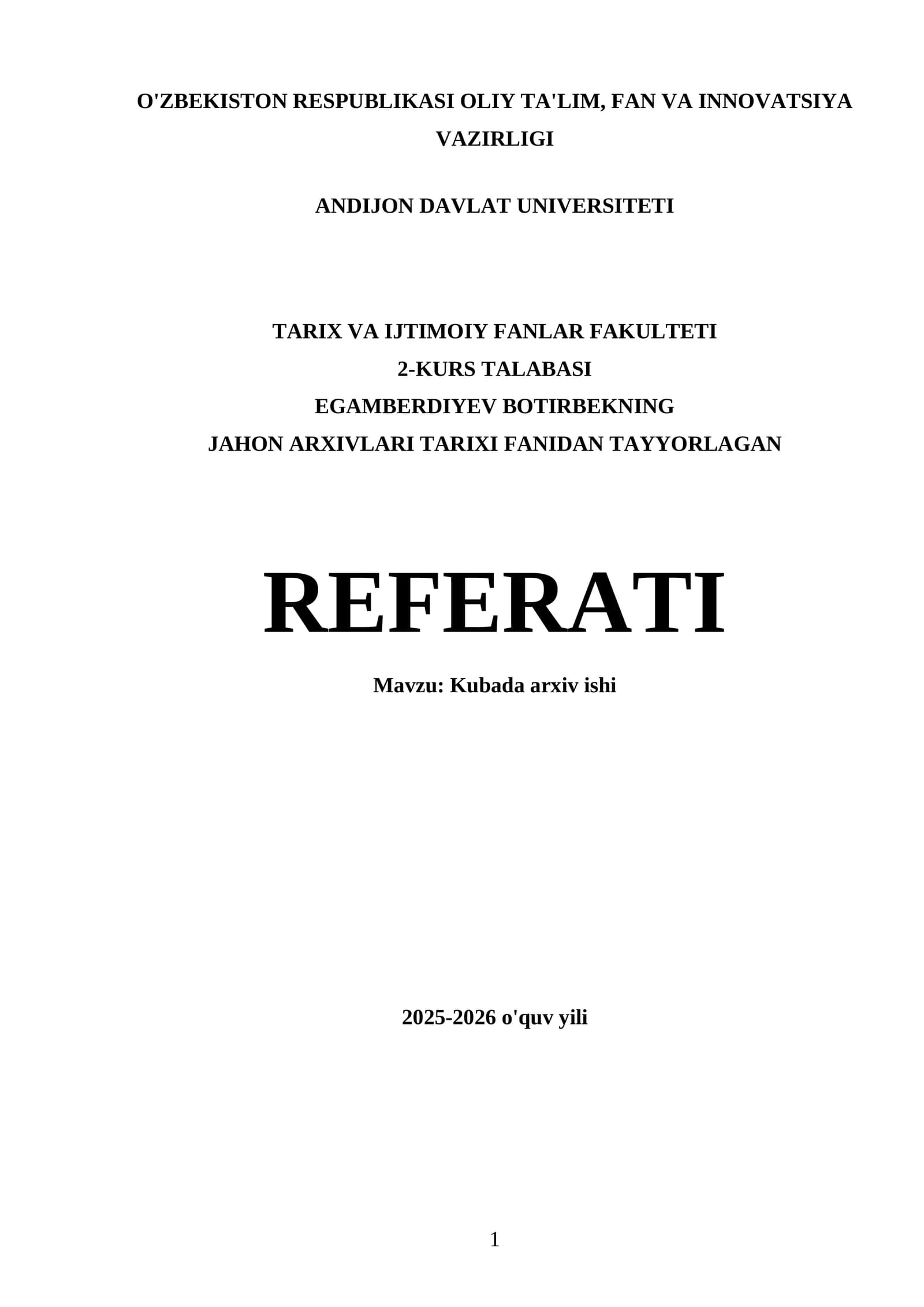 Kubada arxiv ishi REFERATI