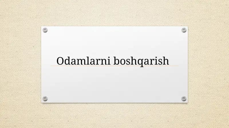Odamlarni boshqarish