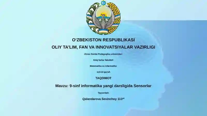 9-sinf informatika yangi darsligida Sensorlar