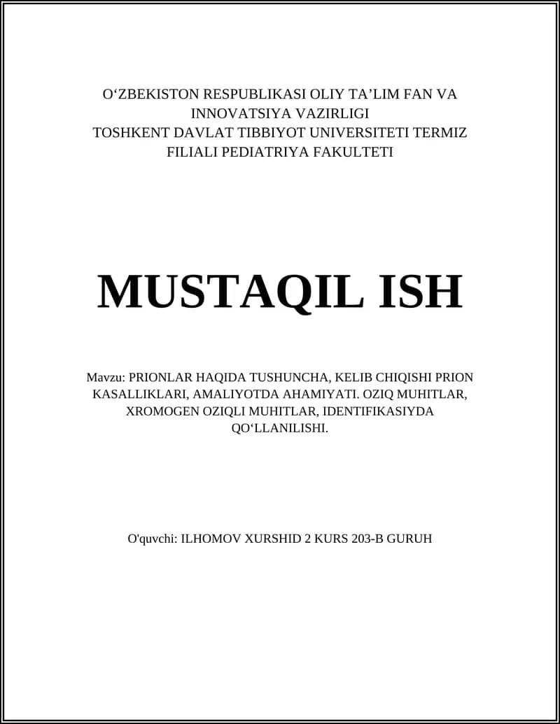 PRIONLAR HAQIDA TUSHUNCHA