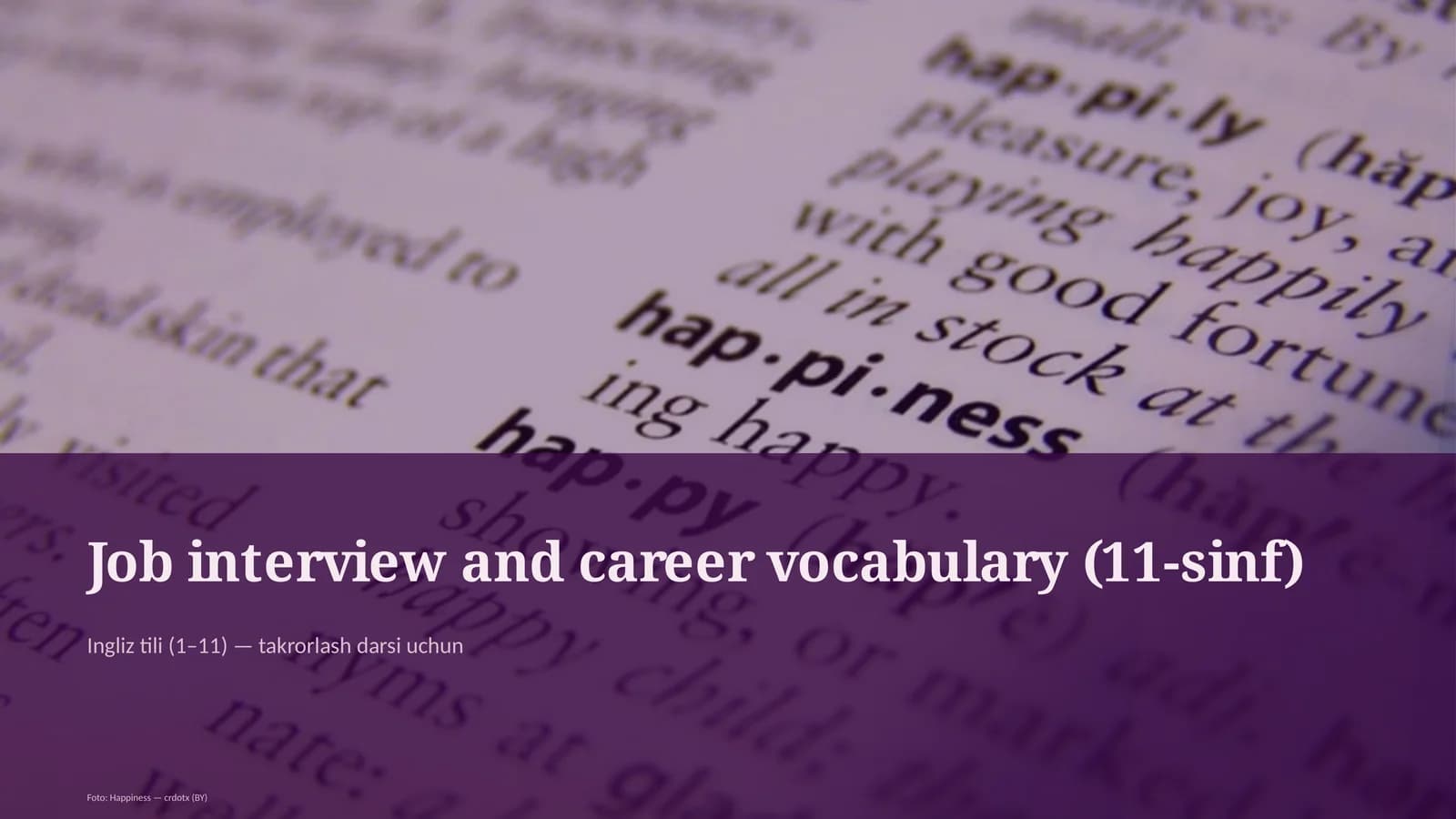 Job interview and career vocabulary (11-sinf)