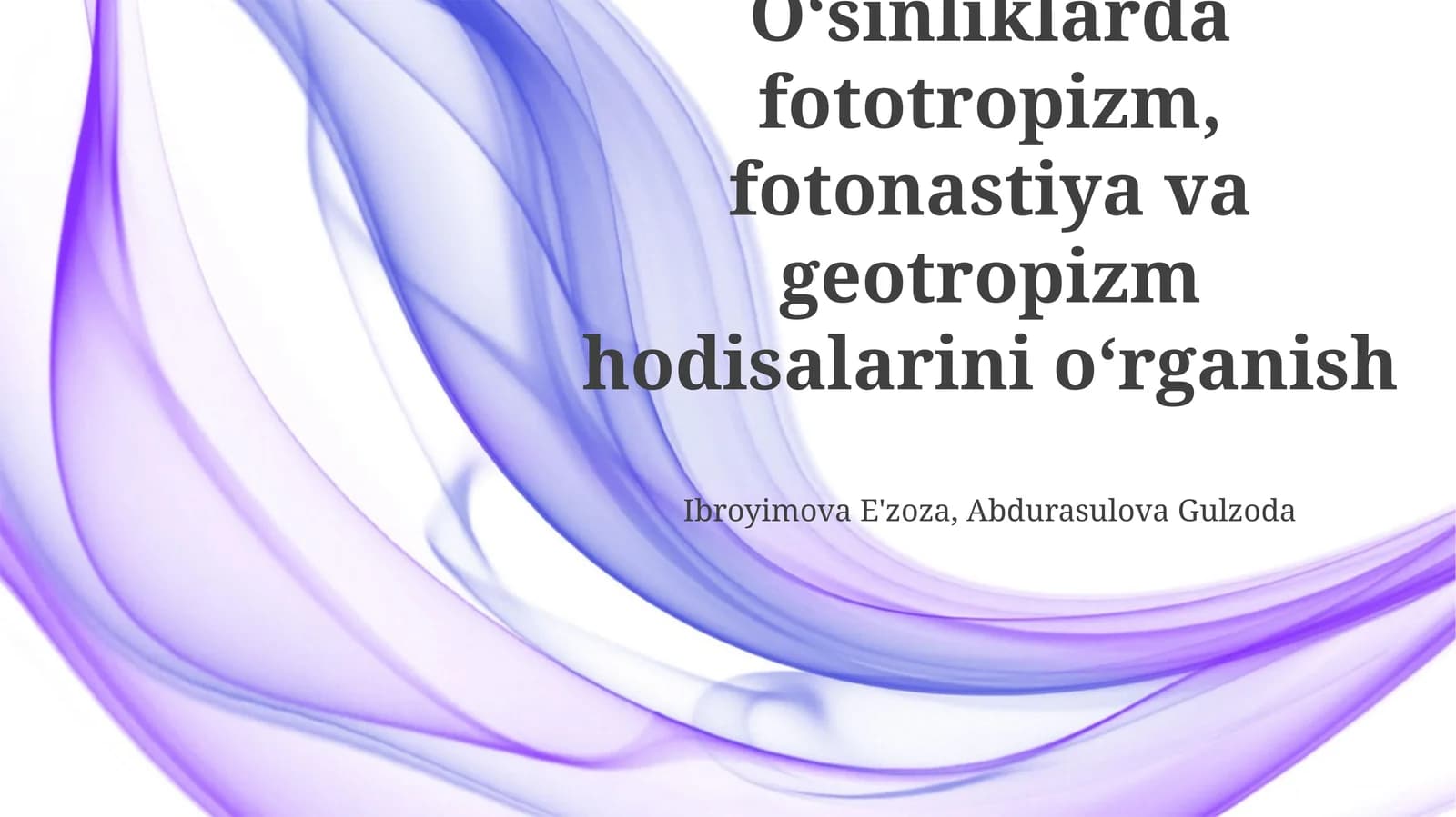 Oʻsinliklarda fototropizm, fotonastiya va geotropizm hodisalarini oʻrganish