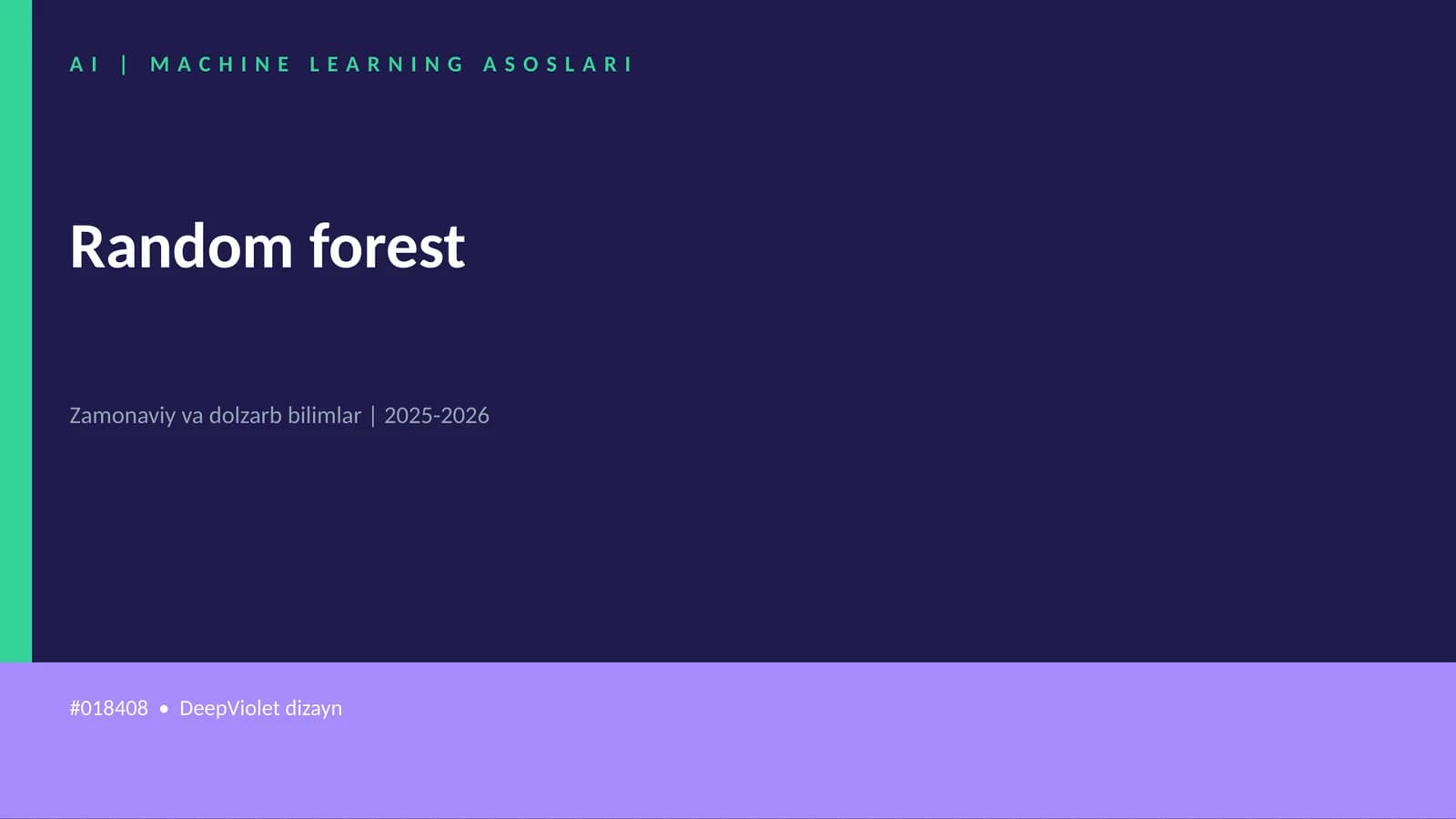 AI | MACHINE LEARNING ASOSLARI