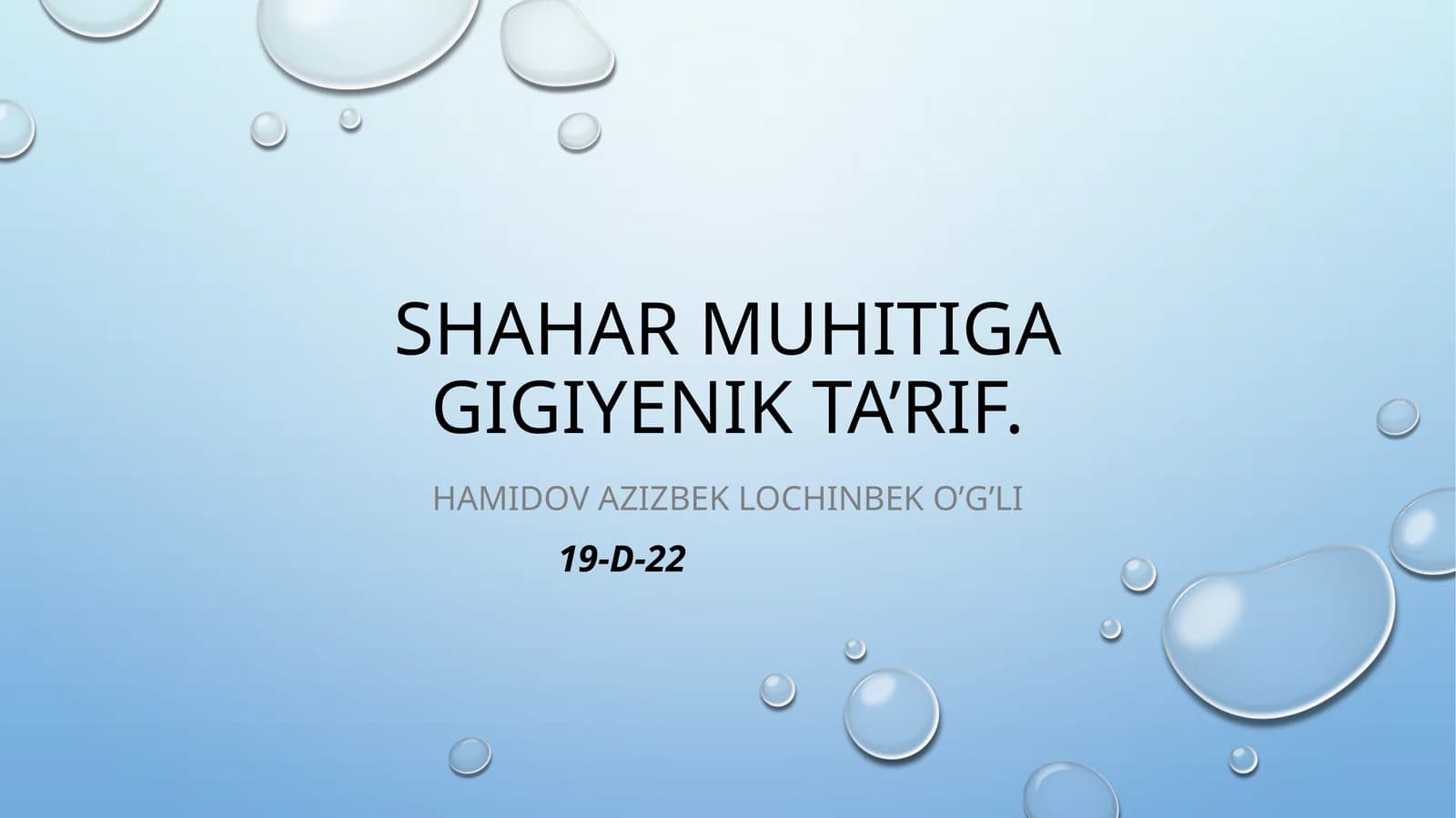 Shaxar muhitiga gigienik tarif