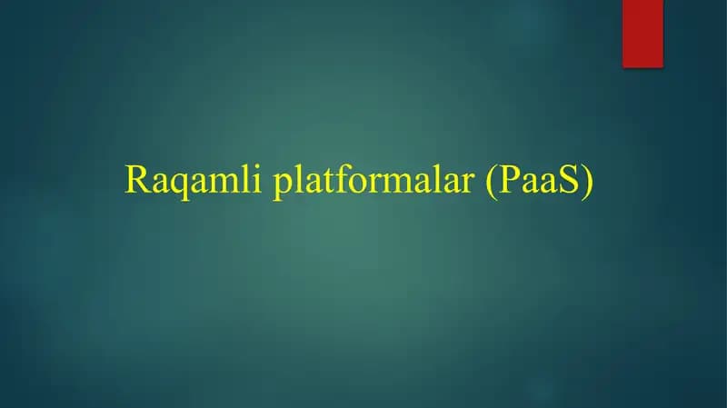 Raqamli platformalar (PaaS)