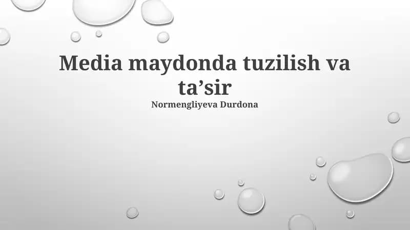 Media maydonda tuzilish va ta'sir