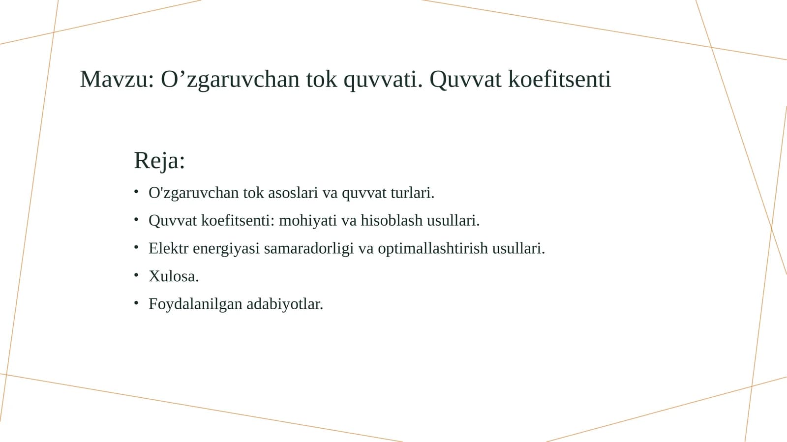 O’zgaruvchan tok quvvati. Quvvat koefitsenti