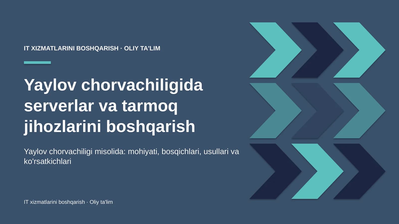 yaylov chorvachiligida serverlar va tarmoq jihozlarini boshqarish 4731