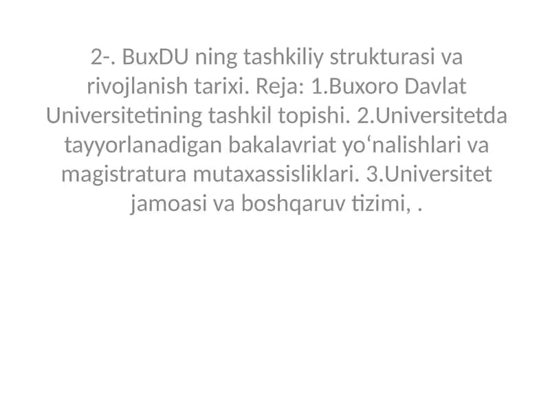 Universitetning Struktura va Tarixi