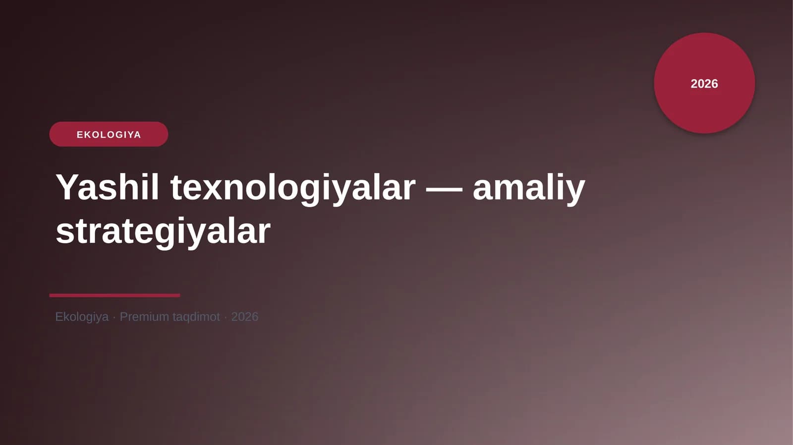 Yashil texnologiyalar — amaliy strategiyalar