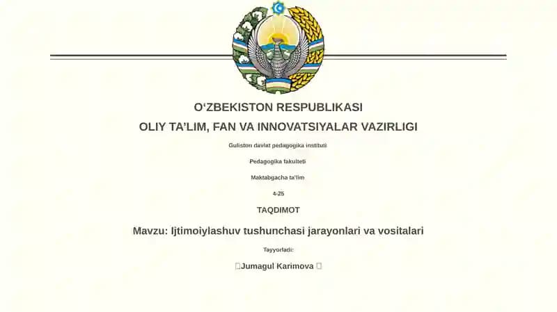 Ijtimoiylashuv tushunchasi jarayonlari va vositalari