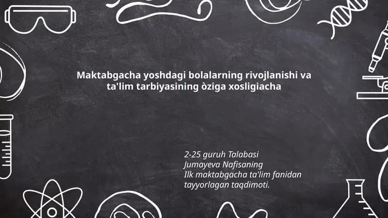 Ilk maktabgacha ta'lim fanidan tayyorlagan taqdimoti