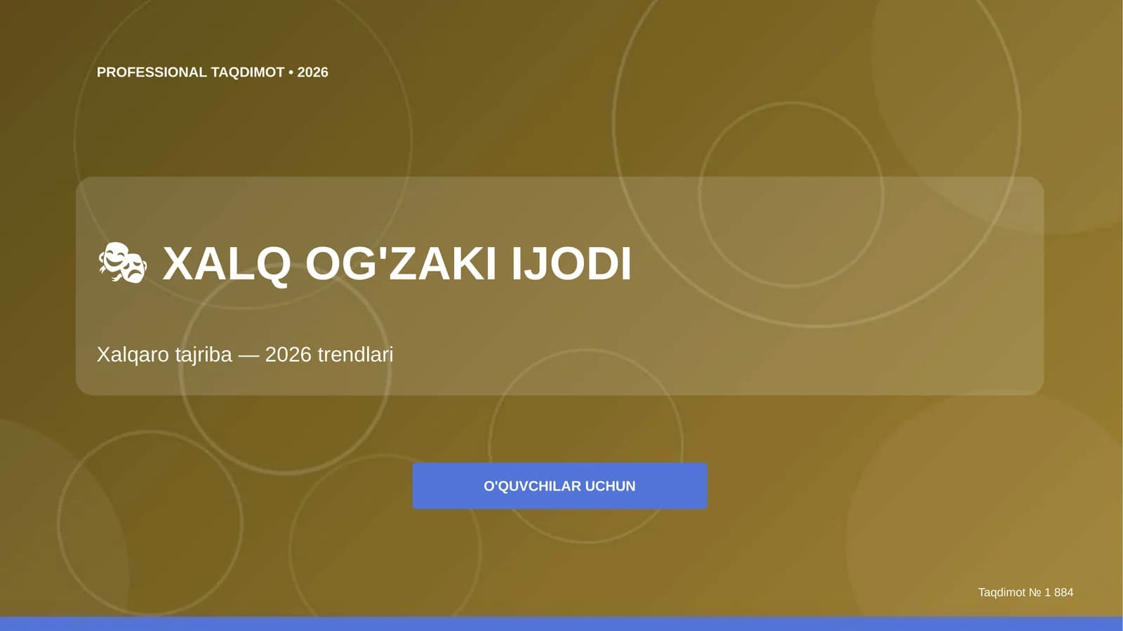 Xalq og'zaki ijodi: xalqaro tajriba