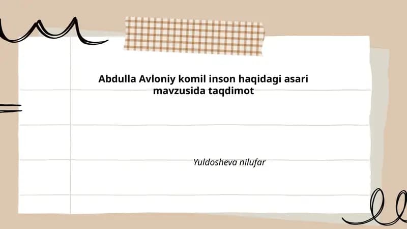 "Komil inson" asari mavzusida taqdimot