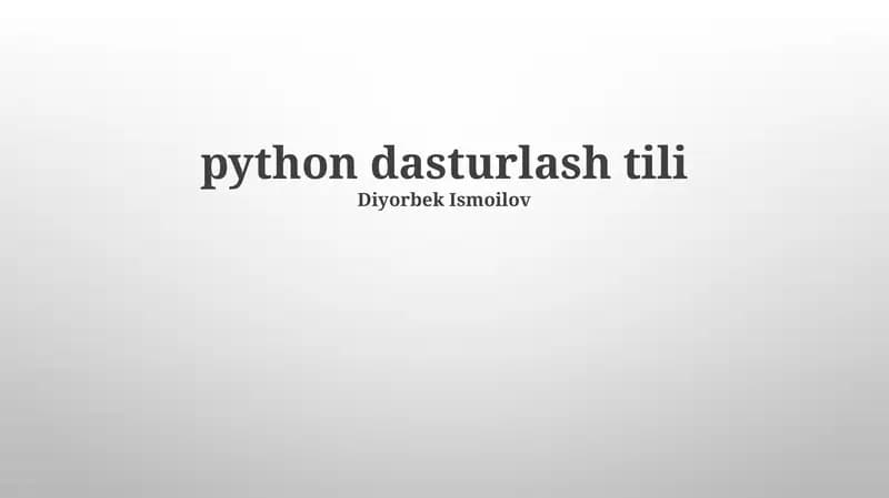 Pythonning Asosiy Tushunchalari