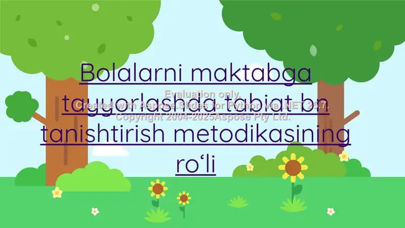 Bolalarni maktabga tayyorlashda tabiat bilan tanishtirish metodikasi