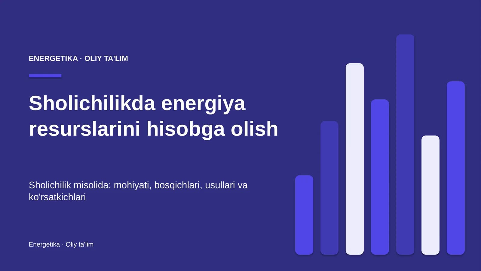 Sholichilikda energiya resurslarini hisobga olish