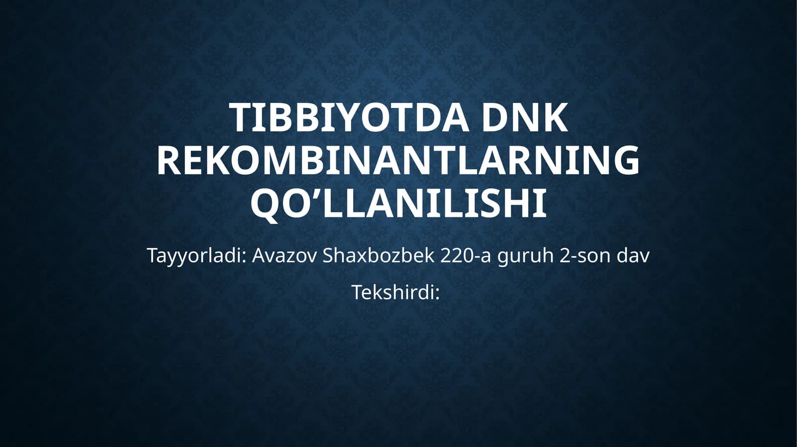 Recombinant dnk biokimyosi