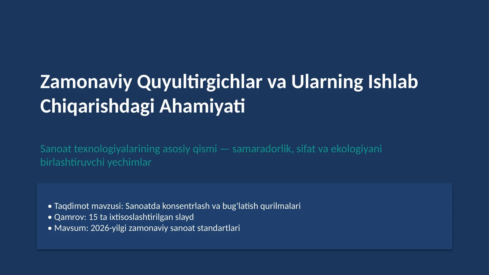Sanoatda konsentrlash va bug'latish qurilmalari