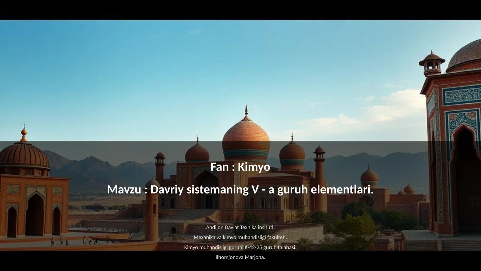 Davriy sistemaning V - a guruh elementlari