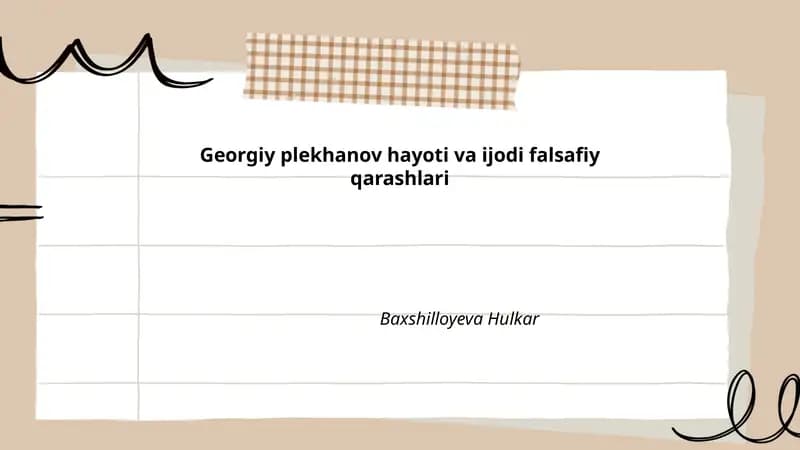 Georgiy Plekhanovning hayoti va ijodi
