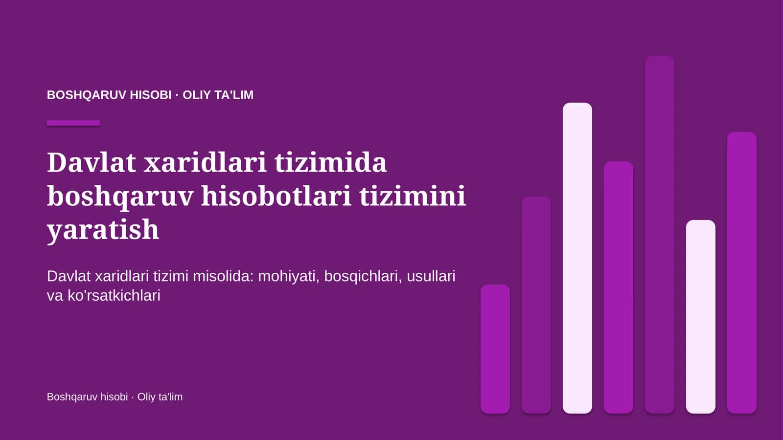 Davlat xaridlari tizimida boshqaruv hisobotlari tizimini yaratish