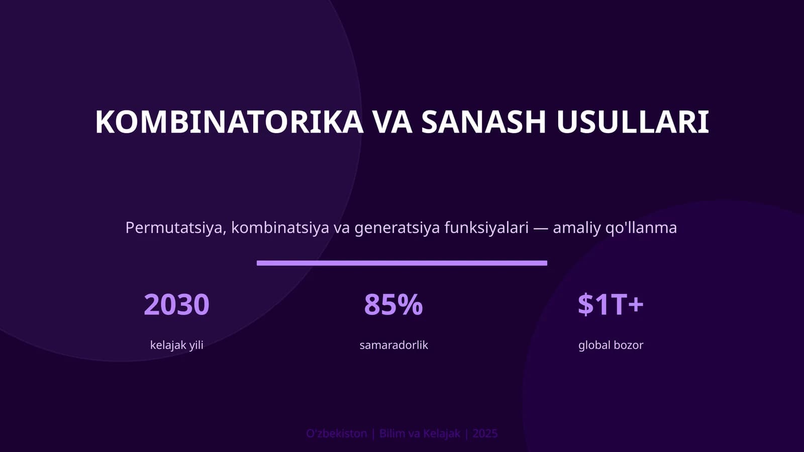 KOMBINATORIKA VA SANASH USULLARI