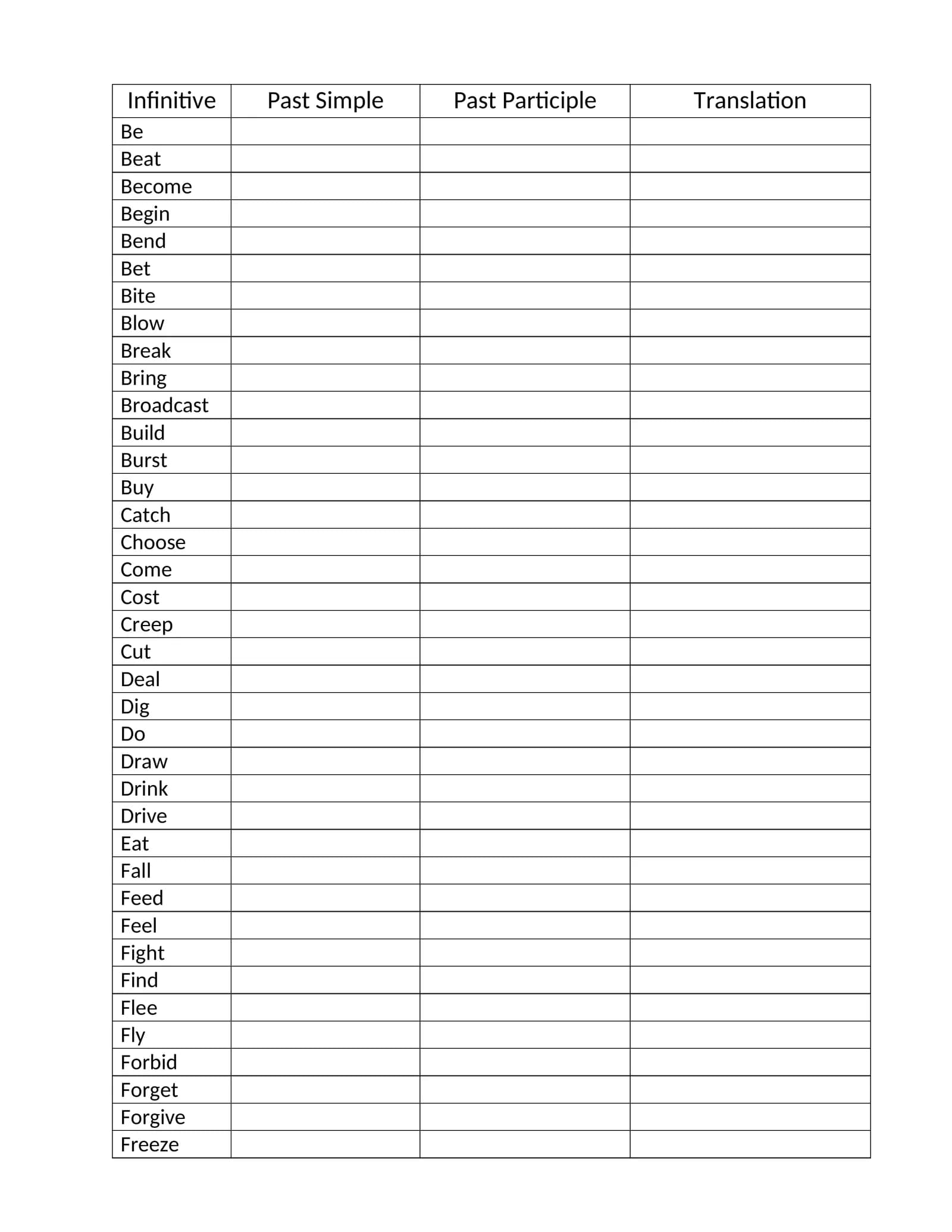Irregular verbs ( blue murphy) worksheet