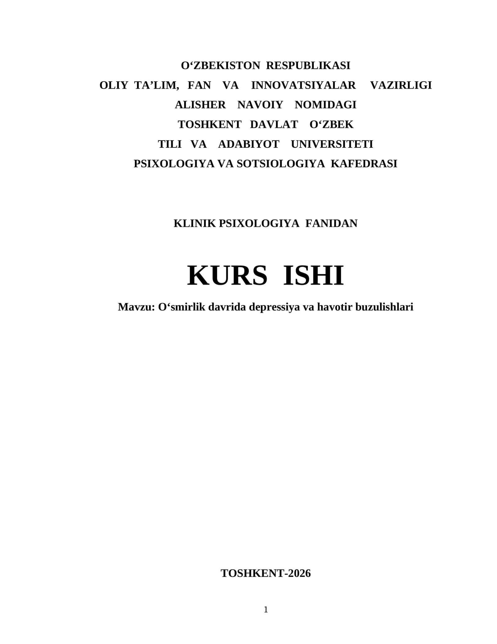 Oʻsmirlik davrida depressiya va havotir buzulishlari