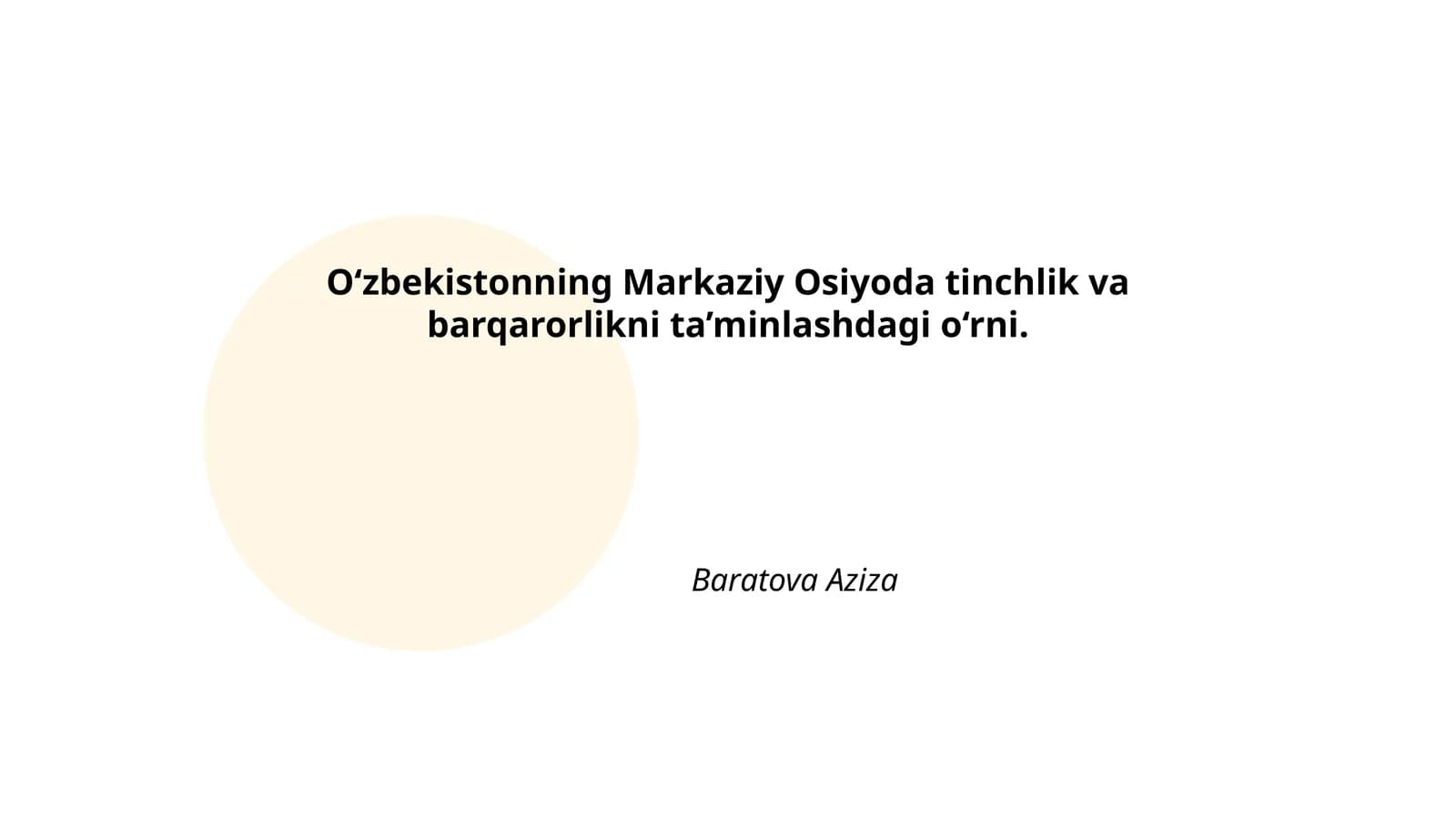O‘zbekistonning Markaziy Osiyoda tinchlik missiyasi