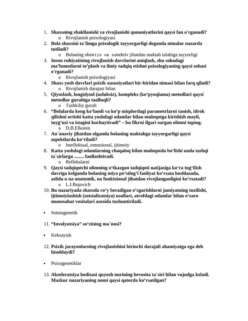 Rivojlanish psixologiyasi