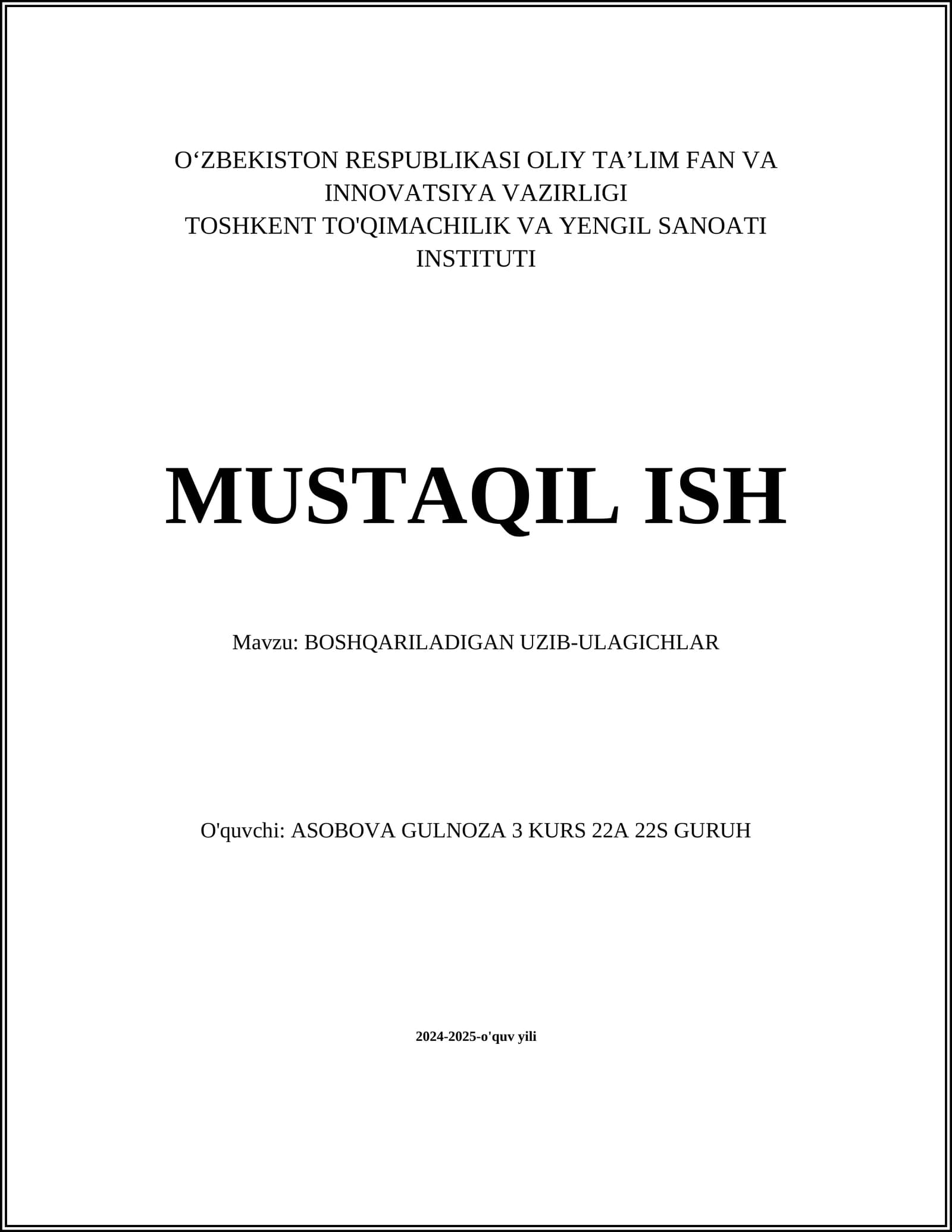 BOSHQARILADIGAN UZIB-ULAGICHLAR
