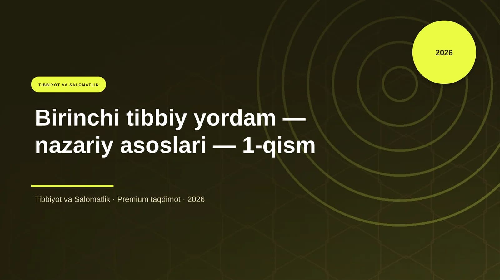 Birinchi tibbiy yordam — nazariy asoslari — 1-qism