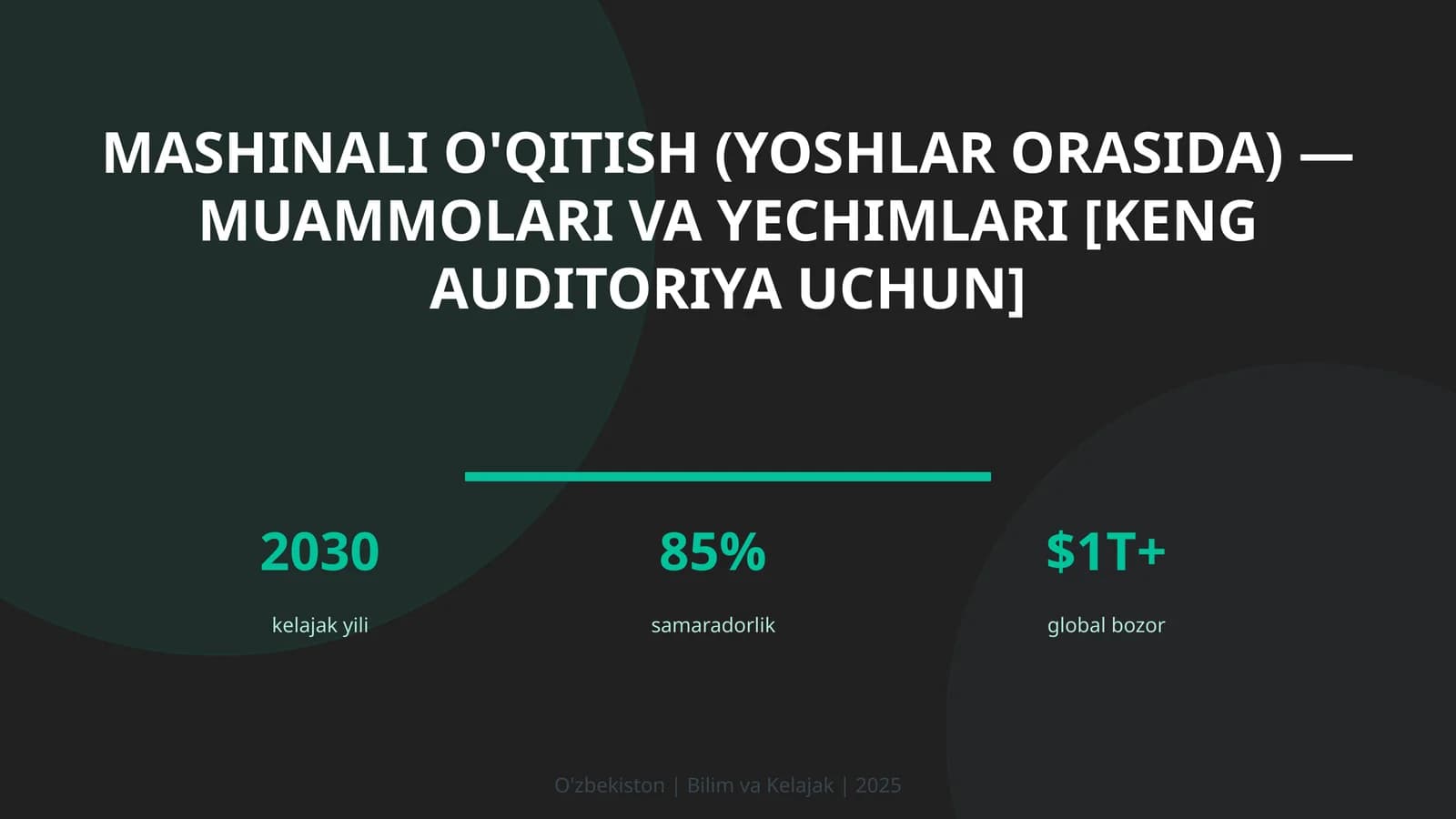 Mashinali o'qitish (yoshlar orasida) — muammolari va yechimlari [keng auditoriya uchun]