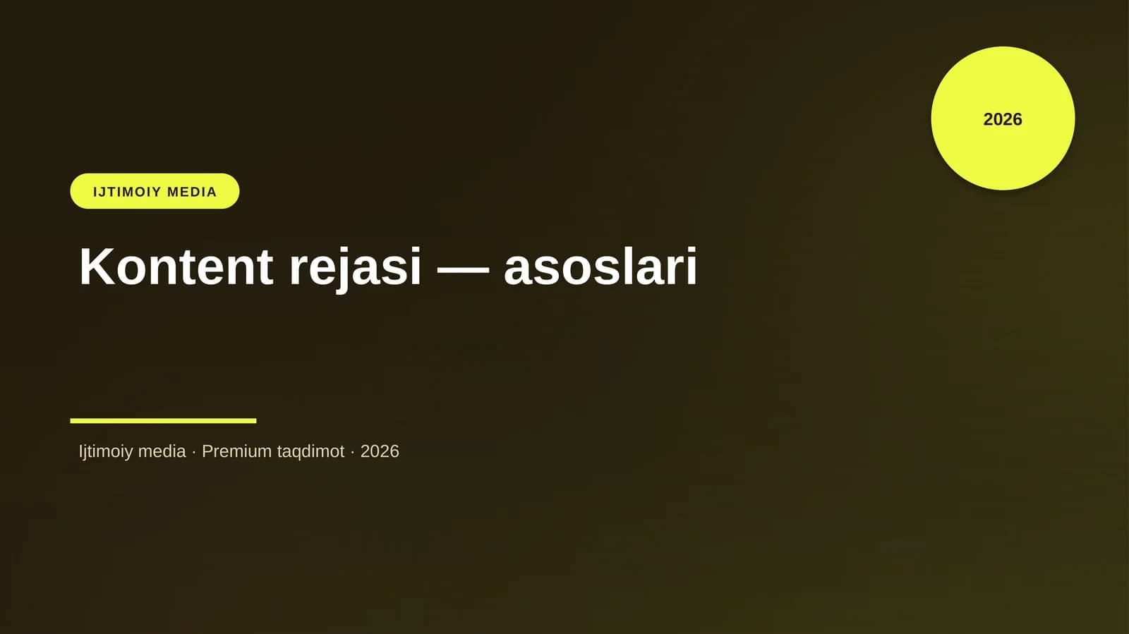 Kontent rejasi — asoslari