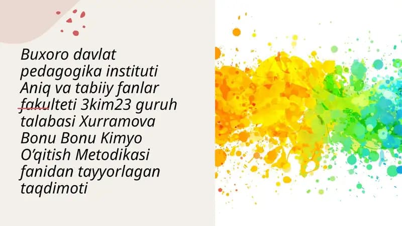 Kimyo o‘qitish metodikasi