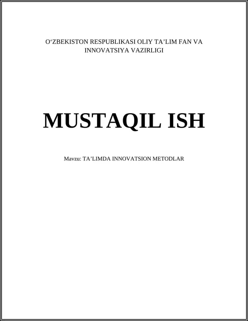 Taʼlimda innovatsion metodlar