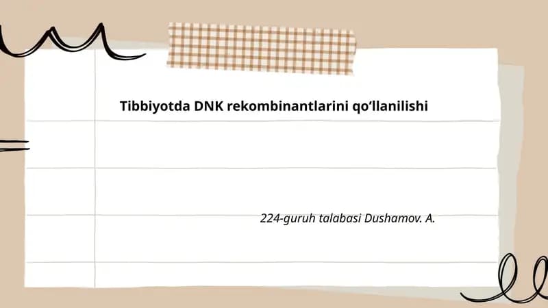 Gen terapiyasida DNK rekombinantlarini qo'llanilishi