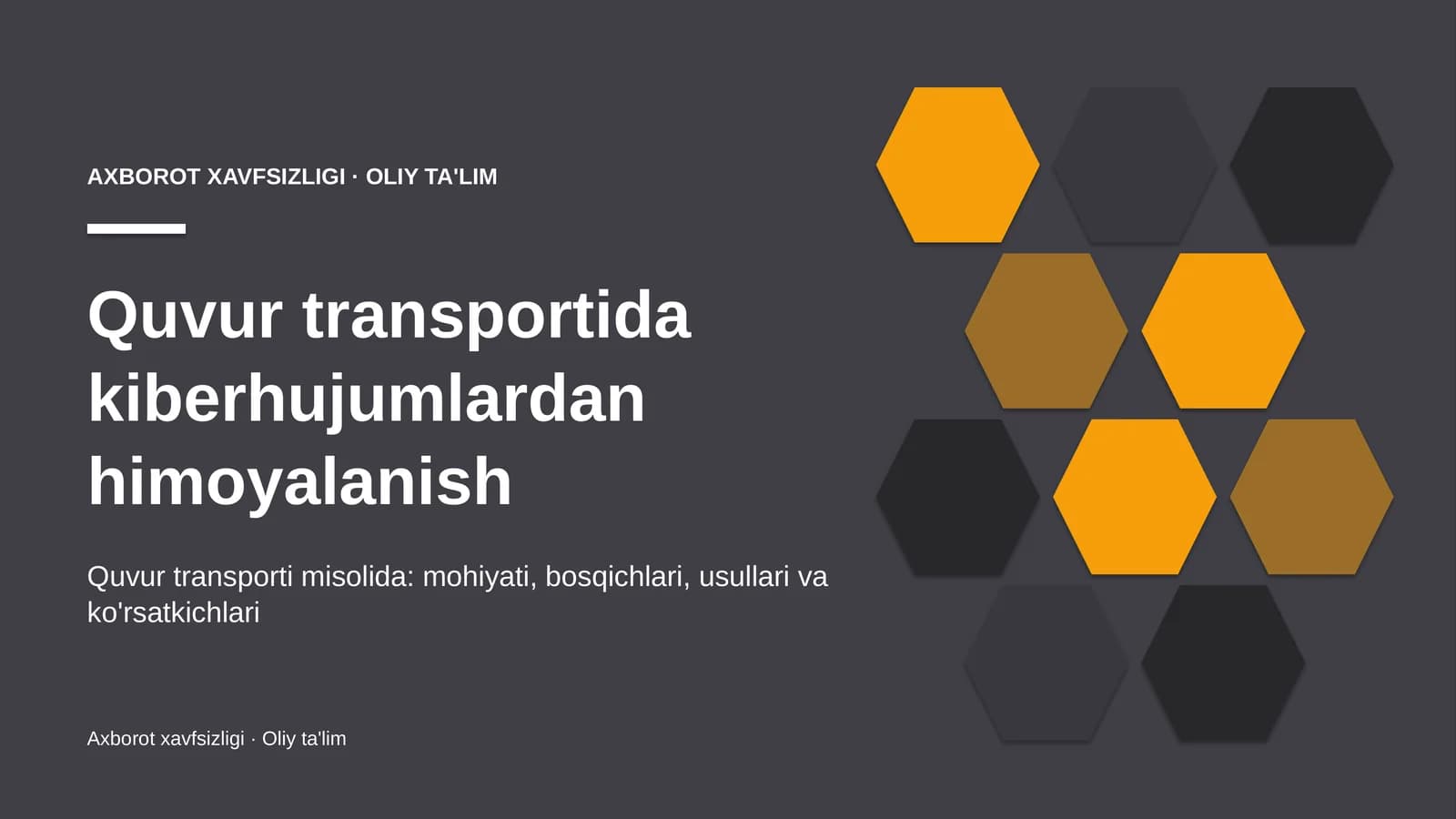 Quvur transportida kiberhujumlardan himoyalanish