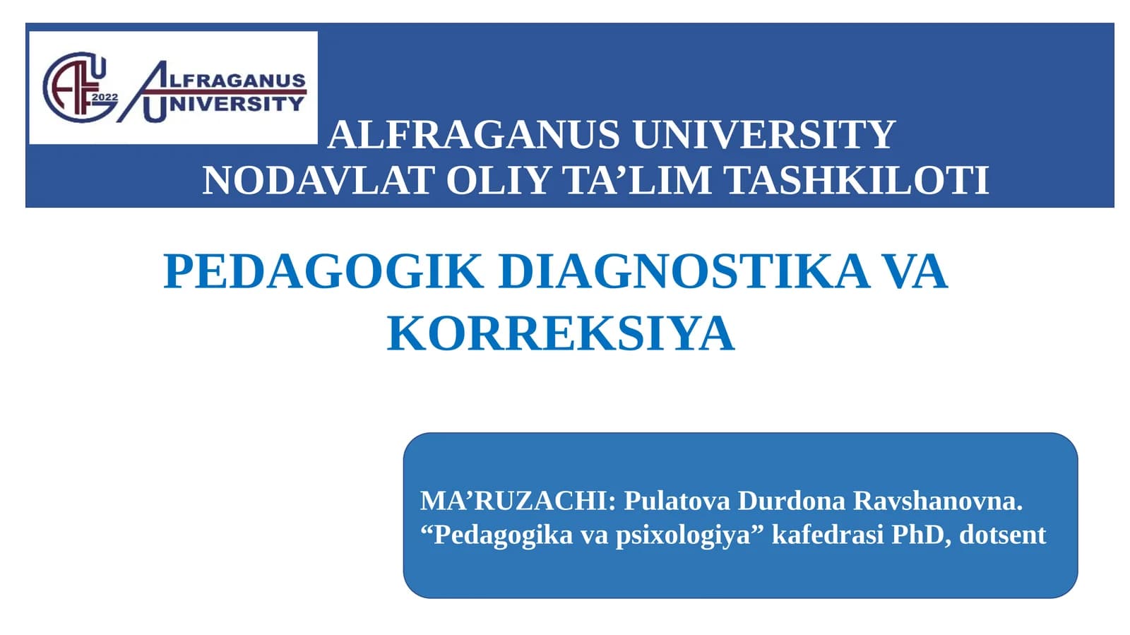 Pedagogik diagnostika va korreksiya