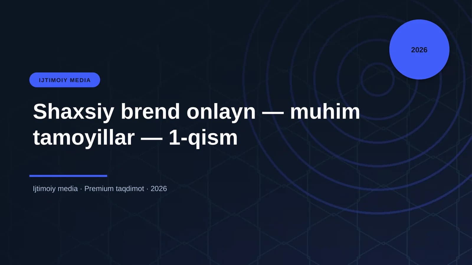 Shaxsiy brend onlayn — muhim tamoyillar — 1-qism